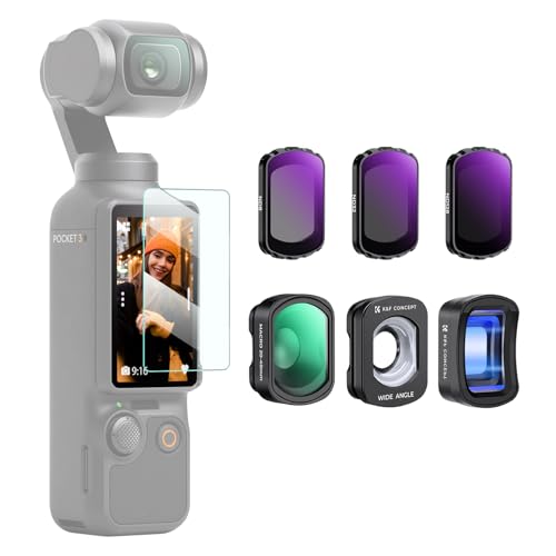 K&F CONCEPT 6 Stück Filter Set kompatibel mit DJI Osmo Pocket 3/4 1.2X Anamorphot-Objektiv+ Weitwinkel-Objektiv+ 10X Makro-Objektiv+ ND8+ND32+ND128 Osmo Pocket 3 Zubehör Osmo Pocket 4 Zubehör