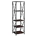 Walker Edison 4 Tier Open Shelf Metal Wood Tall Metal Bookcase Bookshelf Storage Home Office Storage Cabinet, 61 Inch, Dark Walnut