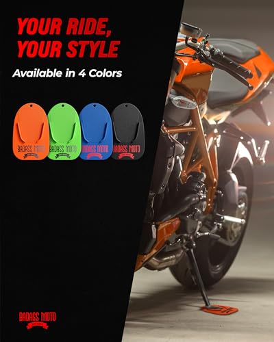 Badass Moto Motorcycle Kickstand Pad - Kickstand Plate - Kick Stand Puck - Motorbike Parking Coaster - Motor Cycle Stand Pad for Harley Davidson Accessories Motorcycle Gifts Kickstand Support Orange - Thumbnail 7