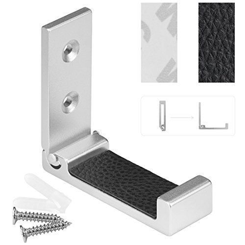 Geekria Foldable Wall Mount Headphones Holder, Headset Wall Hanger, Aluminum Wallmount Hook, Hold