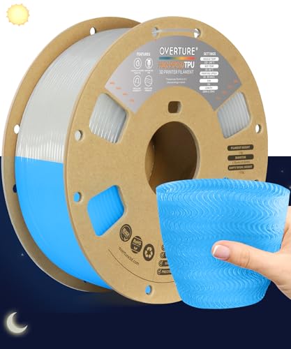OVERTURE High Speed TPU 95A 3D Printer Filament 1.75mm, 1kg Luminous Blue