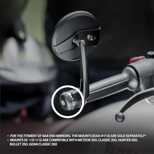Image of Mv Bar End Rear View Mirror Made With Aluminum Embossed Re Logo Compatible With All Re For Bikes Like Meteor,Hunter 350,Interceptor 650-Black