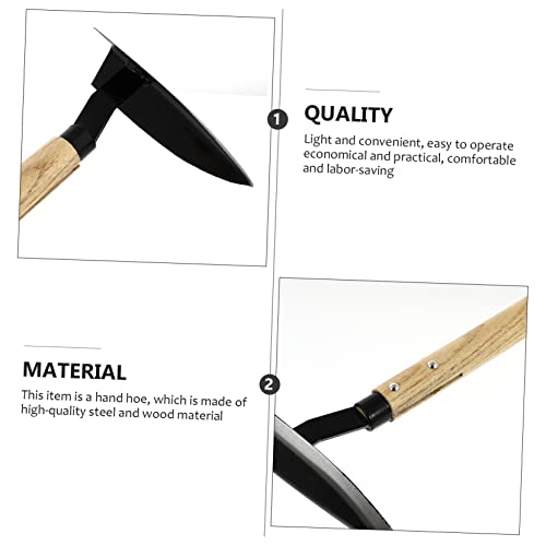 Azada triangular pequeña para jardinería con mango de madera miniatura 7