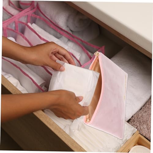 Bolsa portátil para toallas sanitarias con cremallera rosa miniatura 6