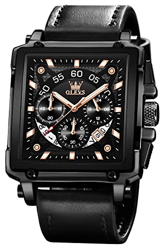 Image of OLEVS Square Watches for Men Chronograph Fashion Business Watch Luminous Waterproof Casual Wrist Watches