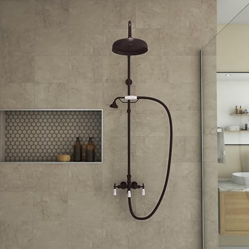 Image of Abbey 10 x 34 1 /2 Shower Faucet Set with Handshower, Oil Rubbed Bronze
