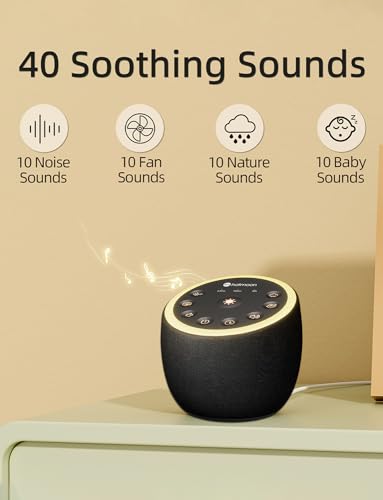 Sleep Sound Machine White Noise Machine 40 Non Looping Sounds 8 Night Light Colors 4 Timers 32 Adjustable Volume Memory Function Brown Noise Sounds Machine for Baby Kids Adult Plug-in, Black - Image 3