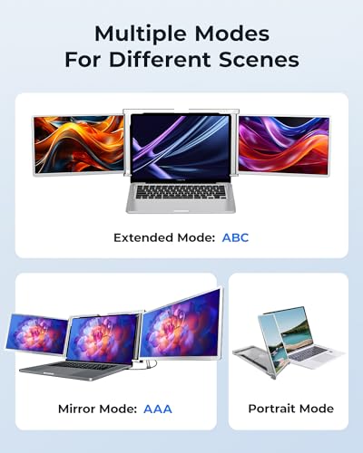 Image of RayCue Triple Laptop Screen Extender,[Only 1 Cable to Connect],14'' FHD 1080P 16:10 USB-C Laptop Screen Extender for Windows MacOS, Plug and Play for 13-17.3'' Type-C /USB-A Laptop