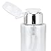7oz Push Down Pump Dispenser Flip Top Cap Refillable Empty Bottle -Color: Silver - Lockable Travel Cosmetic Packaging Empty Bottle for Nail Polish Manicure