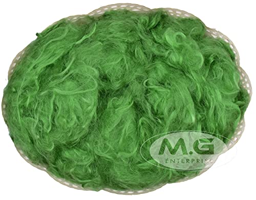 Image of M.G Enterprise Merino Felting Wool Roving Green 40 gm Each. Best Used with Felt Needles, Needle Felting Pad,Wet Felting, Good for Felted Characters Making, Blending and Weaving.