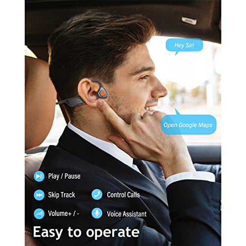 MONODEAL Bone Conduction Headphones with Mic,Open Ear Headphones Wireless Bluetooth 5.1/Mute Function/Multi-Point Capable,Air Conduction Headphones with Noise Canceling Mic,for Driving Home Office