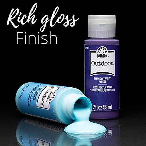 Folkart Outdoor Gloss Acrylic Craft Paint Set Designed For Beginners And Artists, Non-Toxic Formula Perfect For Rock Designing, Twelve Bottles, 2 Oz, 24 Fl Oz #TOP4