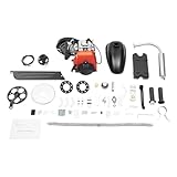 4-Stroke Bicycle Engine Kit, 49CC Gas Motorized Bike Motor Set, 44 Teeth 7.1In Sprocket 440Lbs Withstand Belt Gear Drive Spray Painting Surface Bicycles DIY Conversion Tool for 26-inch V-Shaped Frame