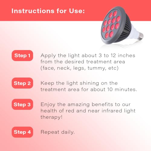 hooga red light therapy 660nm 850nm 12 dual chip leds portable and targeted high irradiance for skin pain relief anti-aging muscle recovery sleep - power cord amp base included hg24