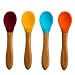 Babynow Soft Baby Feeding Spoon [4 Pack] Makes Mealtime Fun and Easy with Supple Silicone Bowl and Easy Grip Bamboo Handle (BPA Free)