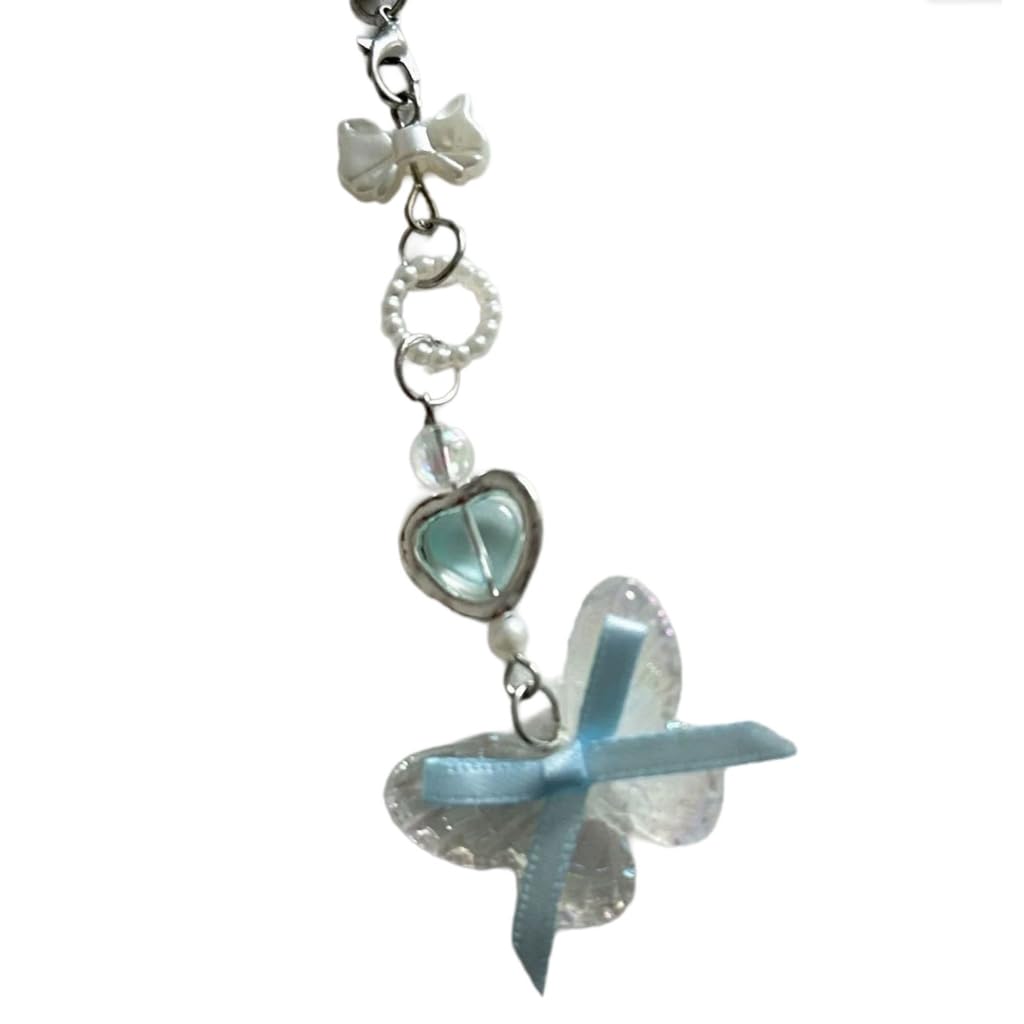 JSGHGDF Butterfly Pendant Cellphone Straps Beaded Phone Chain Handmade Detachable Phones Lanyard Keychains for Wallet Bag