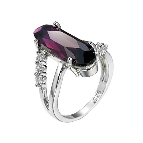 Bague de mariage pour femme plaquée Or Blanc, alliance élégante avec grand cristal pour soirée
