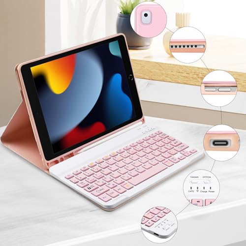 Teclado para iPad 10.2 con funda protectora y soporte multiangulo ajustable 6