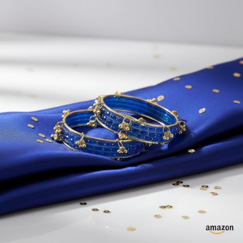 Image of NEW SURYA ENTRPRISES Kashmiri Ghangharoo Glass Bangle Set for Women|Light Weight Bangles|Traditional Transparent Fancy Glass Chudi Set Of 16(12 Glass + 4 ghungroo bangles)