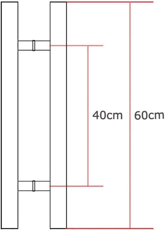 Sliding Barn Door Shower Door Brushed Stainless Steel Glass Door Handle, Round Tube Silver Handle-Complete Set, for Double-Opening Wooden Door Handle, 4 Sizes (Size : 60 * 40cm)