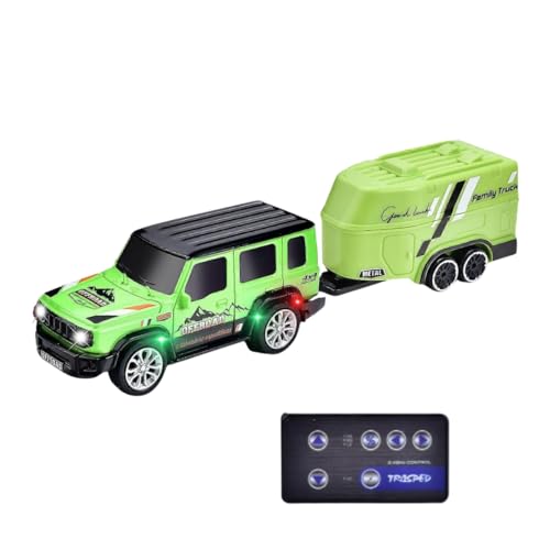 Image of PLUSPOINT 1:64 Mini RC Off Road Jeep with Camper Van LED Lights 2.4GHz Off-Road Remote Control Car 3 Speed Adjustable, USB Rechargeable Alloy RC Jeep for Kids & Adults Indoor /Outdoor Racing