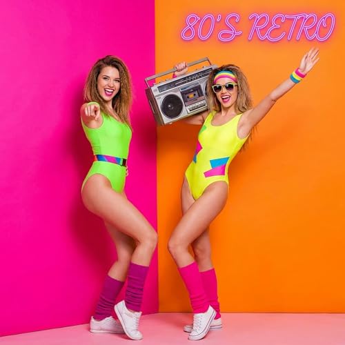 Damen Beinstulpen Neon Stulpen Damen Stulpen Pink Bunt Strickstulpen 80er 90er Jahre Accessoires Leg Warmers Beinwärmer Fasching Kostüm Zubehör Legwarmers für Karneval Tanzen Mottoparty Maskerade