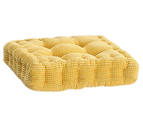 EONSHINE Upgrade Square Polyester Filled Indoor Outdoor Chair Pad Cushion for Home Office Dinning Chair, Solid Color(15.7 by 15.7 inches, Corduroy Cover) (Yellow)