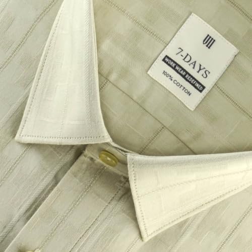 Image of 7-DAYS Men's Premium Formal Shirts - Regular Fit, Full Sleeve, 100% Pure Cotton, Self-Design, with Pocket - Stylish Office Shirts for Men