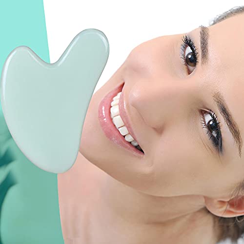 Mysense Gua Sha Facial Massage Tool, Guasha Face Massage Tool,Anti Aging Skin Care Massage Beauty Tool for Women Body Eyes Neck Slimming Massager (Heart Shape,Green)