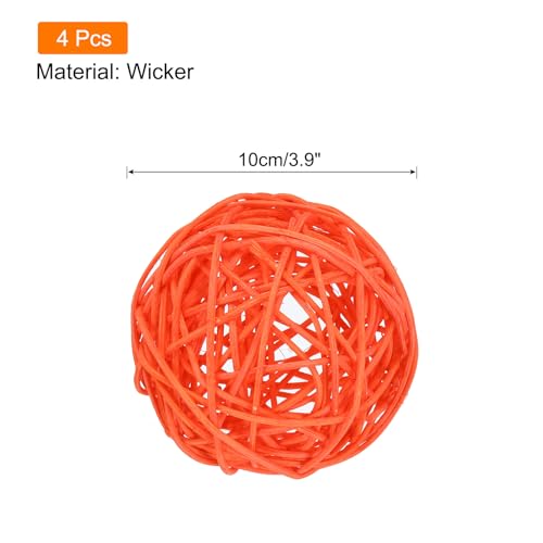 Bolas de mimbre de ratán para centro de mesa de 3.9 pulgadas y manualidades en color naranja 3