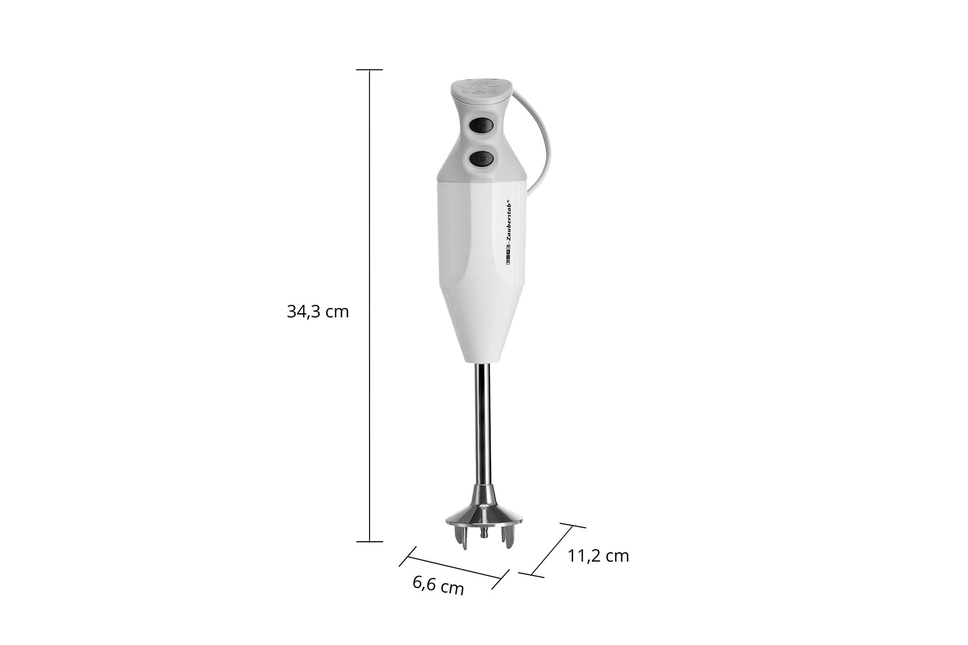 ESGE-Zauberstab 90310 M 122 S, Stabmixer weiß, mit Zubehör, 10.000 bis 16.000 U/m, Stabmixer, Pürierstab, Handmixer, Zubehör, 140 Watt, Ergonomisches Griffdesign, Twinschalter, Aufsteckzentrierung
