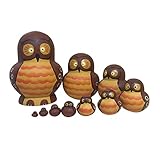 Matryoshka Nesting Dolls Set von 10 Stück, adorable Big Belly intelligente weise Eule Familien Muster