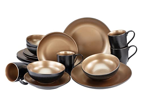 CreaTable, 23598, Serie GLAMOUR - Gold, 16-teiliges Geschirrset,...