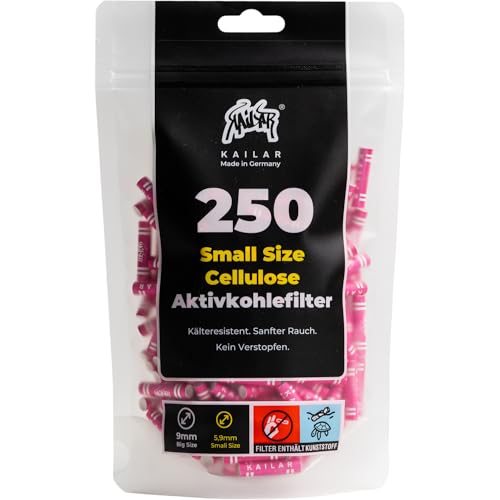 KAiLAR Lot de 250 filtres à charbon actif en cellulose rose Slim (6 mm) avec charbon actif...