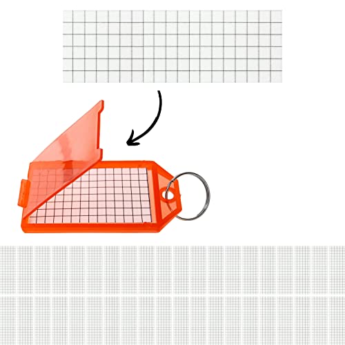 Lot de 40 porte-clés étiquettes de rechange 55 x 24 mm avec grille imprimée double face pour porte-clés, légende, carte, étiquettes de clés, inscriptibles, clés organisation Cover