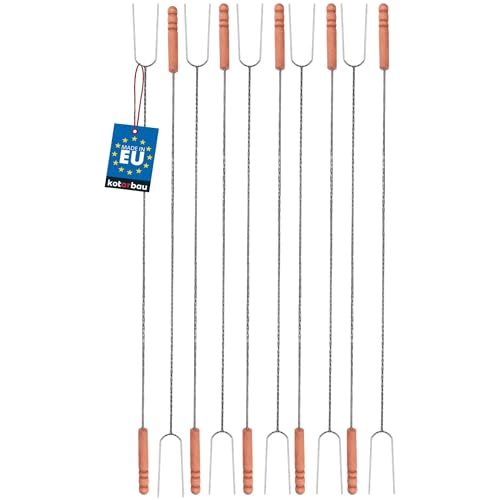 KOTARBAU® 10er Set Grillspieße - Lagerfeuer Spieße lang - Grillgabel - Camping Grill – 100 cm – Würstchenstecker – Feuergabel – Grillgabeln