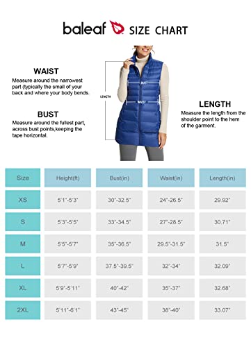 Baleaf Women's Packable Ultra-Light Long Down Vest Waterproof Sleeveless Jacket Quilted Puffer Vest Outerwear Navy Blue Xl #TOP6