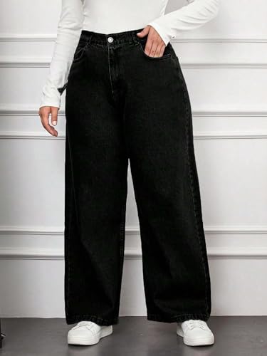 Image of KOTTY Women's Plus Size Straight Fit Denim Jeans with Comfortable Waist and Denim Fabric