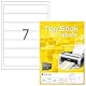 TopStick 8721 Ordnerrücken Etiketten schmal kurz, 100 Blatt, 192 x 38 mm, 7 pro A4 Bogen, 700 Stück, selbstklebend, bedruckbar, blickdicht, blanko Papier Ordneretiketten Rückenschilder Aufkleber, weiß