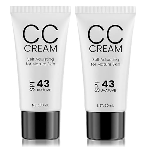 CC Cream for Older Women, Skin Tone Adjusting CC Cream Spf 43, Self Adjusting for Mature Skin, Intense Moisture, Conceals Pigmentation, All Skin Types (2 PCS)