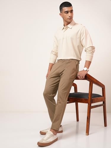 Image of Highlander Men's Slim Fit Formal Trousers | Ankle Length |Smart Trousers for Men | Chino Trousers for Men|Elegant Design | Comfortable Fabric for Daily Work & Formal Occasions