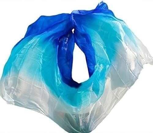 Belly Dance Silk Scarf, Dancing accessories,Real Silk Veils Customized Handmade Dyed Scarf Shawl Veils Dance Stage Performance Props Belly Dance Accessory ( Color : Color 3 YE , Size : M 250X114CM) (