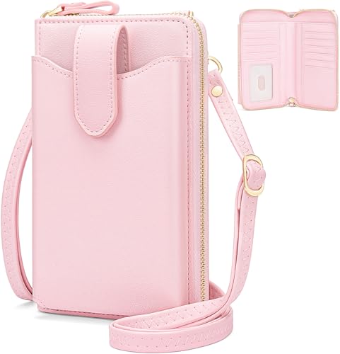 Image of Peacocktion RFID Crossbody Wallet Purse for Women Small Travel Cell Phone Purses Trendy Vegan Leather Bags with Card Slots