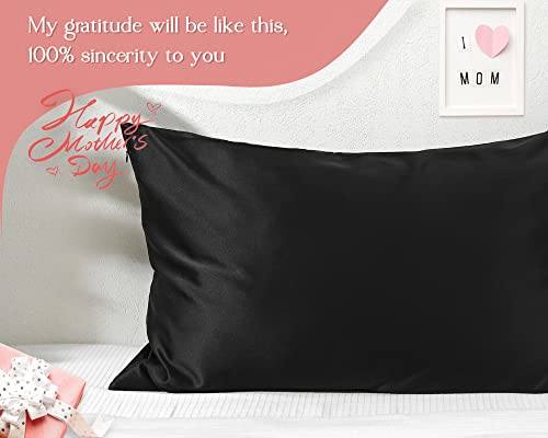 Yanibest Silk Pillowcase For Hair And Skin - 22 Momme 600 Thread Count 100% Mulberry Silk Bed Pillowcase With Hidden Zipper, 1 Pack King Size Pillow Case Black #TOP1
