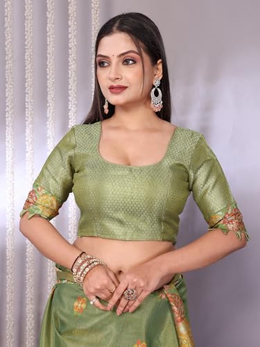 Image of SWORNOF Gold-Toned Woven Design Silk Zari Tissue Saree | Saree for Women | Soft and Skin Friendly