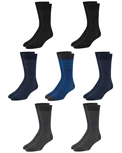 Van Heusen Men s Dress Socks - Lightweight Mid-Calf Crew Dress Socks (7 Pack), Size Shoe Size: 6-12.5, Grey Blue