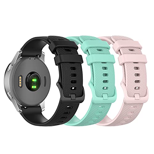 Chofit Bracelets compatibles avec Garmin Venu 3S/Venu 2S, Bracelet de Sport en Silicone Souple 18mm pour Montre Intelligente Venu 2S 40mm/Forerunner 255S/255S Music 41mm (Noir+Rose+Bleu Sarcelle)