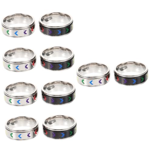 VALICLUD 10pièces Anneaux Arc-ciel Lgbt Bague Rotative Lesbienne Accessoire De Fierté Et