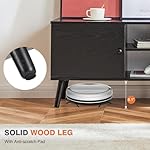 Sweetcrispy TV Stand for 55 60 inch TV, Modern Mid Century Entertainment Center with Storage, Media Console Table 2 Cabinet, Soft Hinge, Handle Door, Wooden Living Room, Office Furniture, Black - Image 5