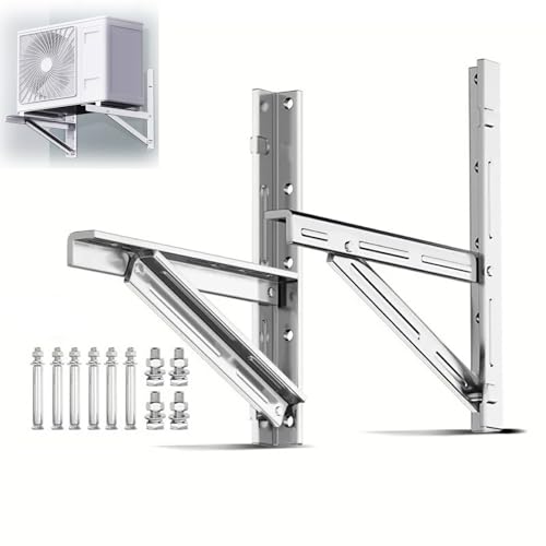 Edelstahl- Halterung für Klimaanlagen, Klimaanlage Halterung, Wandhalterung für Mini- Split- Klimaanlagen mit Wärmepumpe (9000- 42000 Btu), Tragkraft bis 350 Kg(46x42cm/ 18×16.5in)
